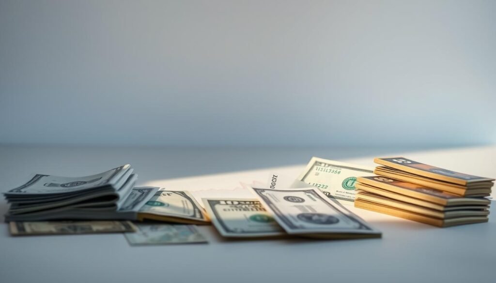 A serene, minimalist composition showcasing various types of bond investments. In the foreground, a diverse array of bonds - corporate, government, municipal, and more - arranged neatly against a soft, neutral background. The lighting is gentle, creating subtle shadows and highlights that accentuate the unique textures and colors of each bond. In the middle ground, a financial graph or chart provides context, hinting at the performance and dynamics of the bond market. The background is a clean, uncluttered workspace, with a sense of order and professionalism. The overall atmosphere is one of calm, stability, and the reliable nature of fixed-income investments. A serene, minimalist composition showcasing various types of bond investments. In the foreground, a diverse array of bonds - corporate, government, municipal, and more - arranged neatly against a soft, neutral background. The lighting is gentle, creating subtle shadows and highlights that accentuate the unique textures and colors of each bond. In the middle ground, a financial graph or chart provides context, hinting at the performance and dynamics of the bond market. The background is a clean, uncluttered workspace, with a sense of order and professionalism. The overall atmosphere is one of calm, stability, and the reliable nature of fixed-income investments.